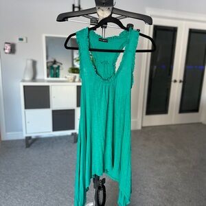 Elegant Teal Asymmetrical Tank Top